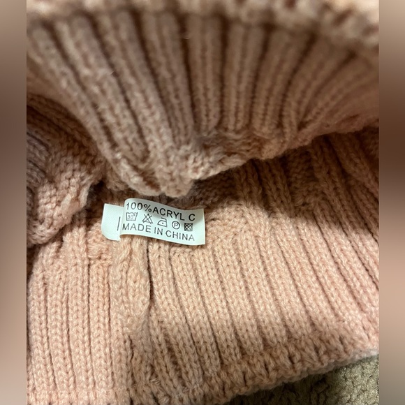 Pink and Brown Hat With Pom-Pom - Picture 2 of 2